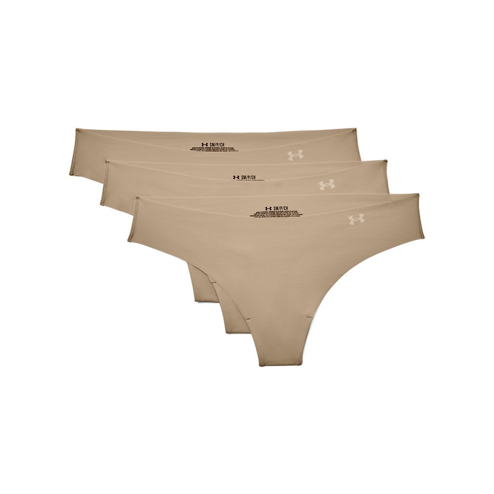 Under Armour 1325615 Women’s UA Pure Stretch Thongs (3-Pack), Biege, X-Large