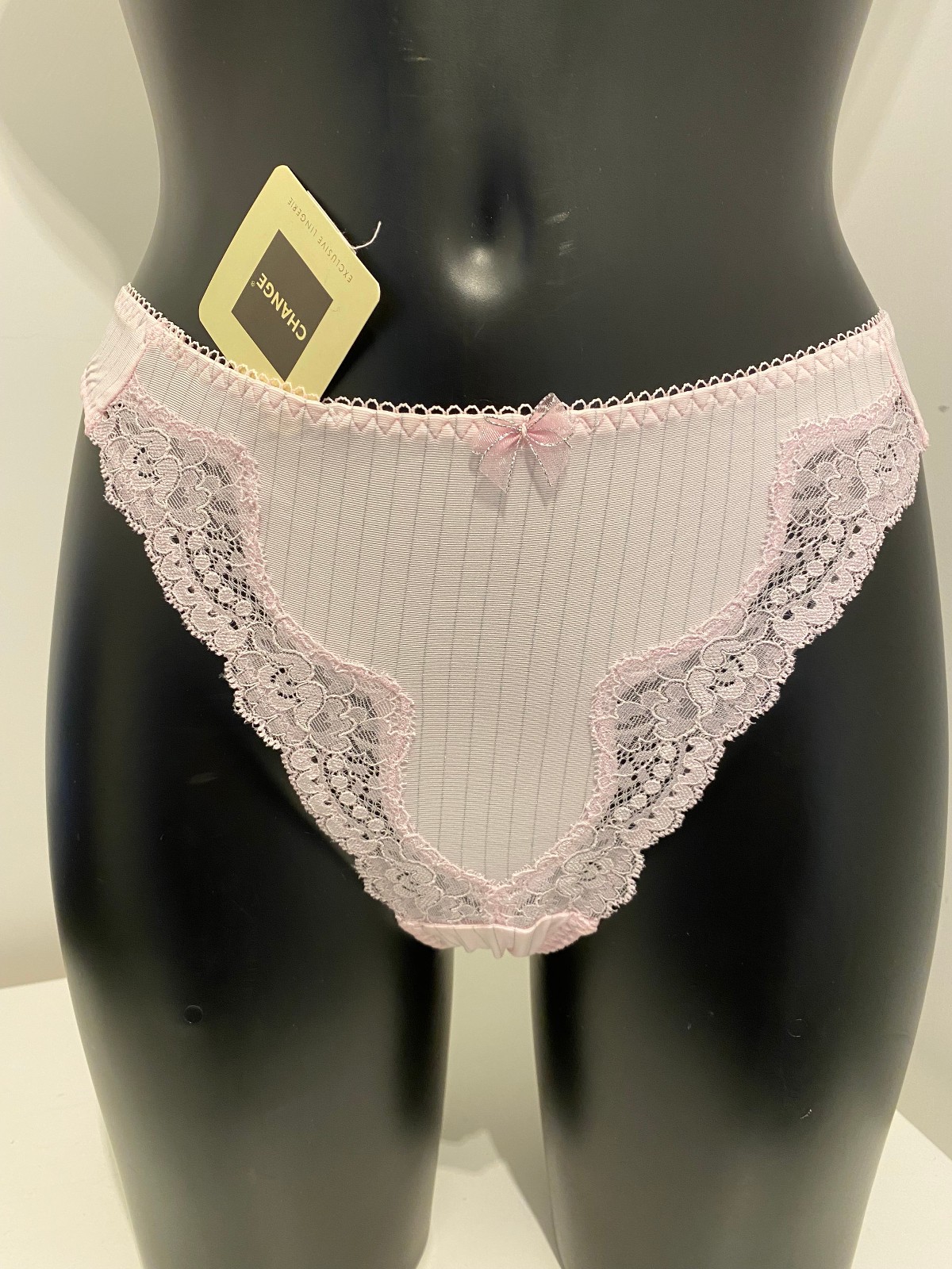 Baby Pink & Silver Sparkle Thong Pinstripe string panty panties underwear