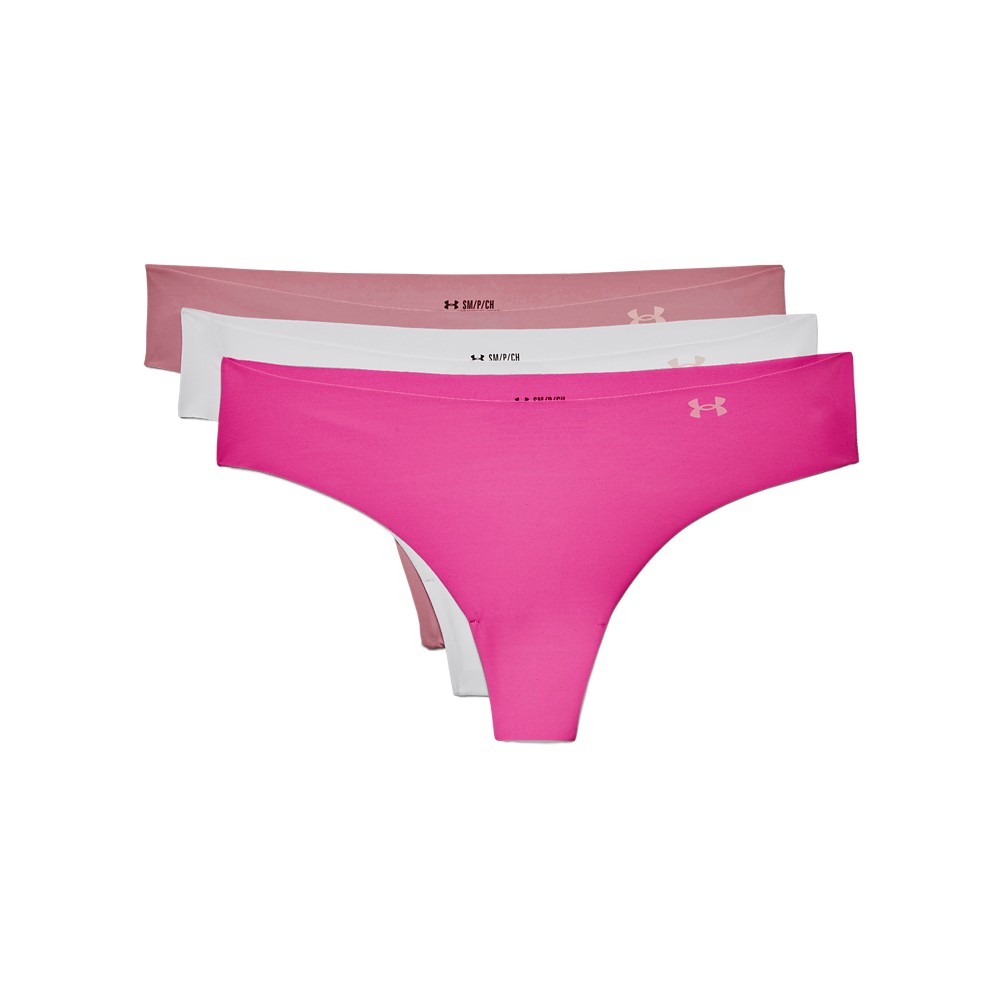 Under Armour 1325615 Women’s UA Pure Stretch Thongs 3-Pack, Pink Elixir, X-Large