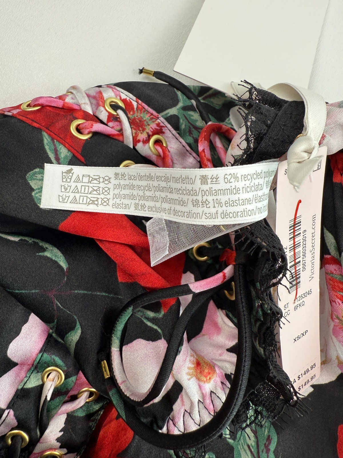 Victoria’s Secret Satin Floral Lace Trim High Waist Brief Sleep Short Sz XS NWT