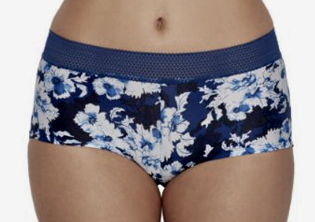 MAIDENFORM One Fab Fit Micro Floral Navy Blue Boyshort Panty Womens S M L XL 2XL