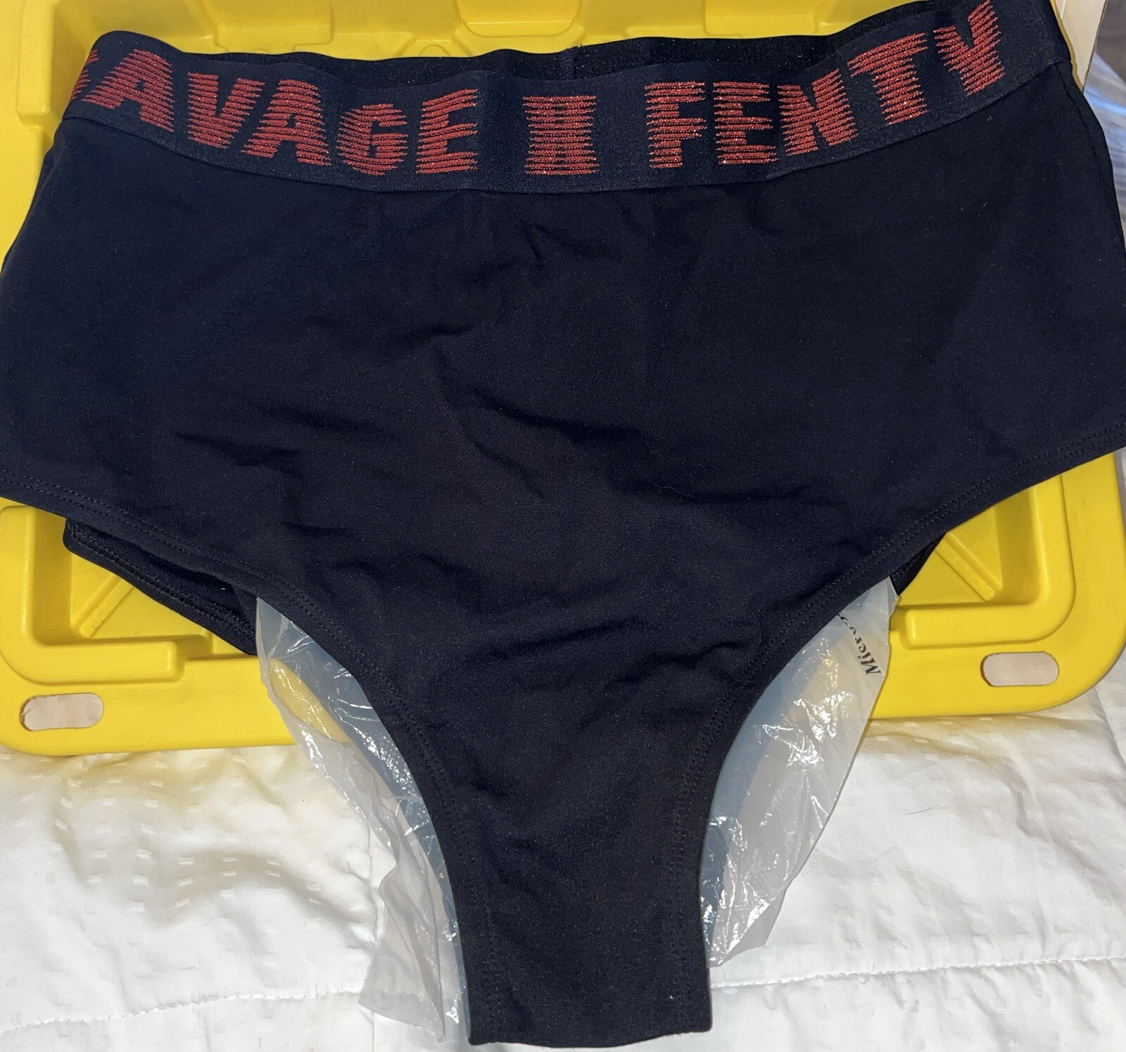 NWT SAVAGE X FENTY Plus Size 1X Panty panties Solid Brief Black Red Logo Thick