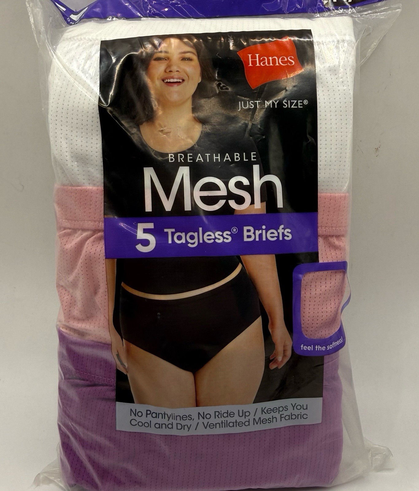 Hanes Just My Size Women’s Breathable Mesh Brief Underwear, 5-Pack Plus Sz 2x-6x
