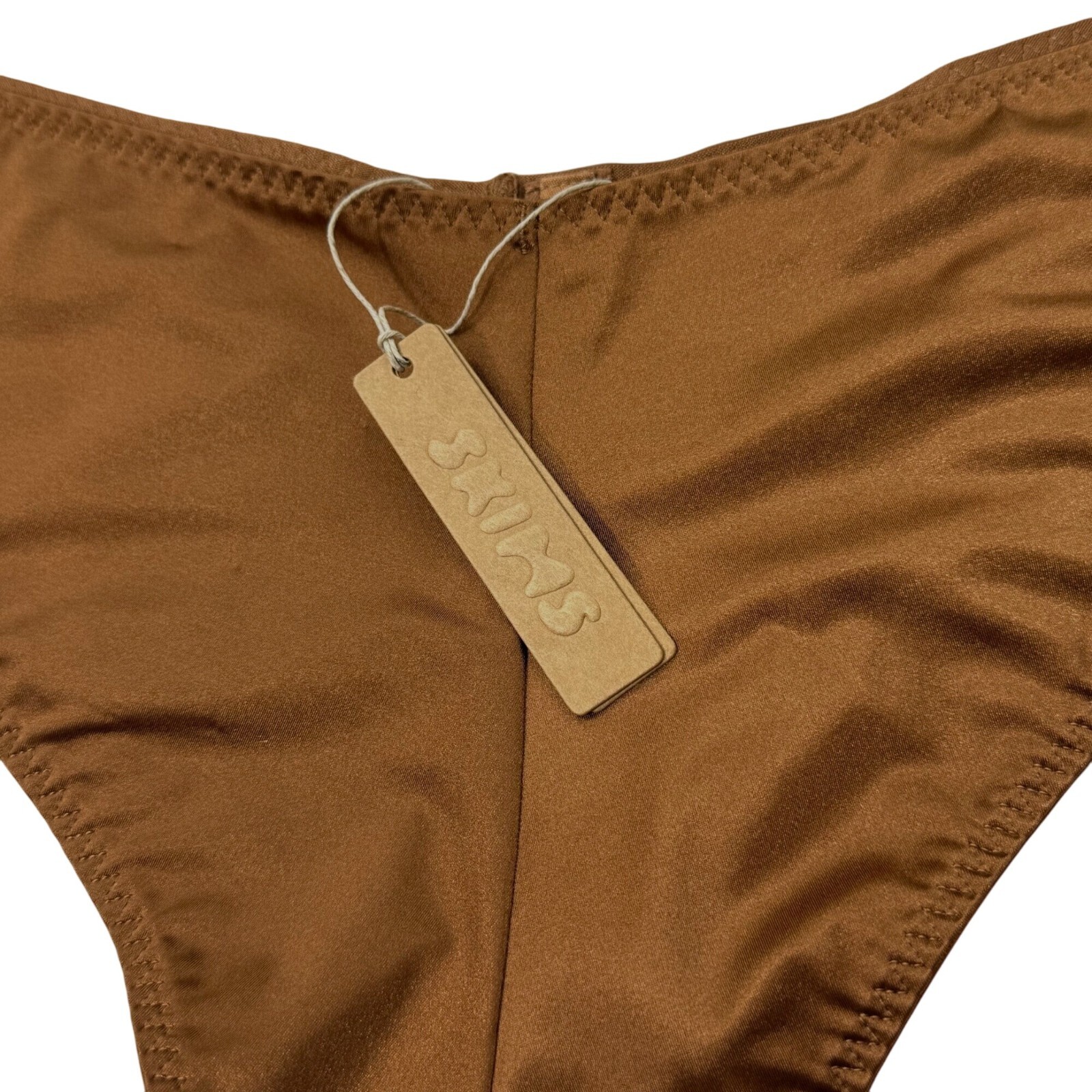 SKIMS Stretch Satin Cheeky Tanga Bronze 4X