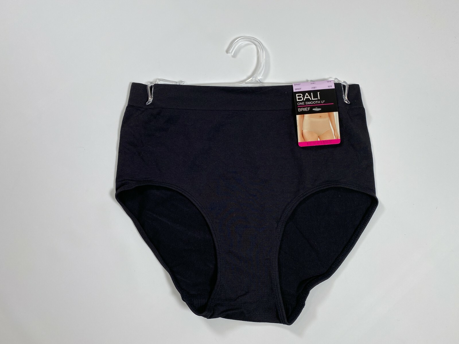 Womens Bali Black Smooth U Brief NEW! NWT