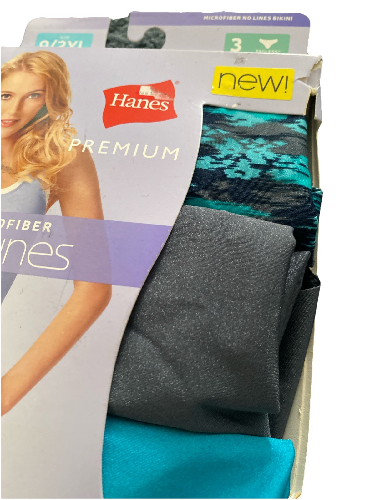 Hanes Premium 3 Bikini Microfiber No Lines, Size 2XL/ 9, New