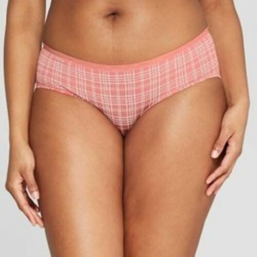 Auden Womens Ultra Soft Hipster Underwear Size L Faded Rose Plaid
