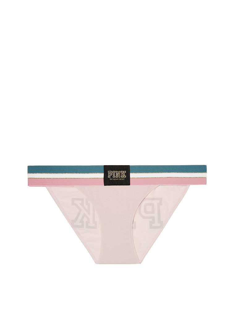 Victoria’s Secret PINK Logo Bikini Panty Blush Pink Stripe Band