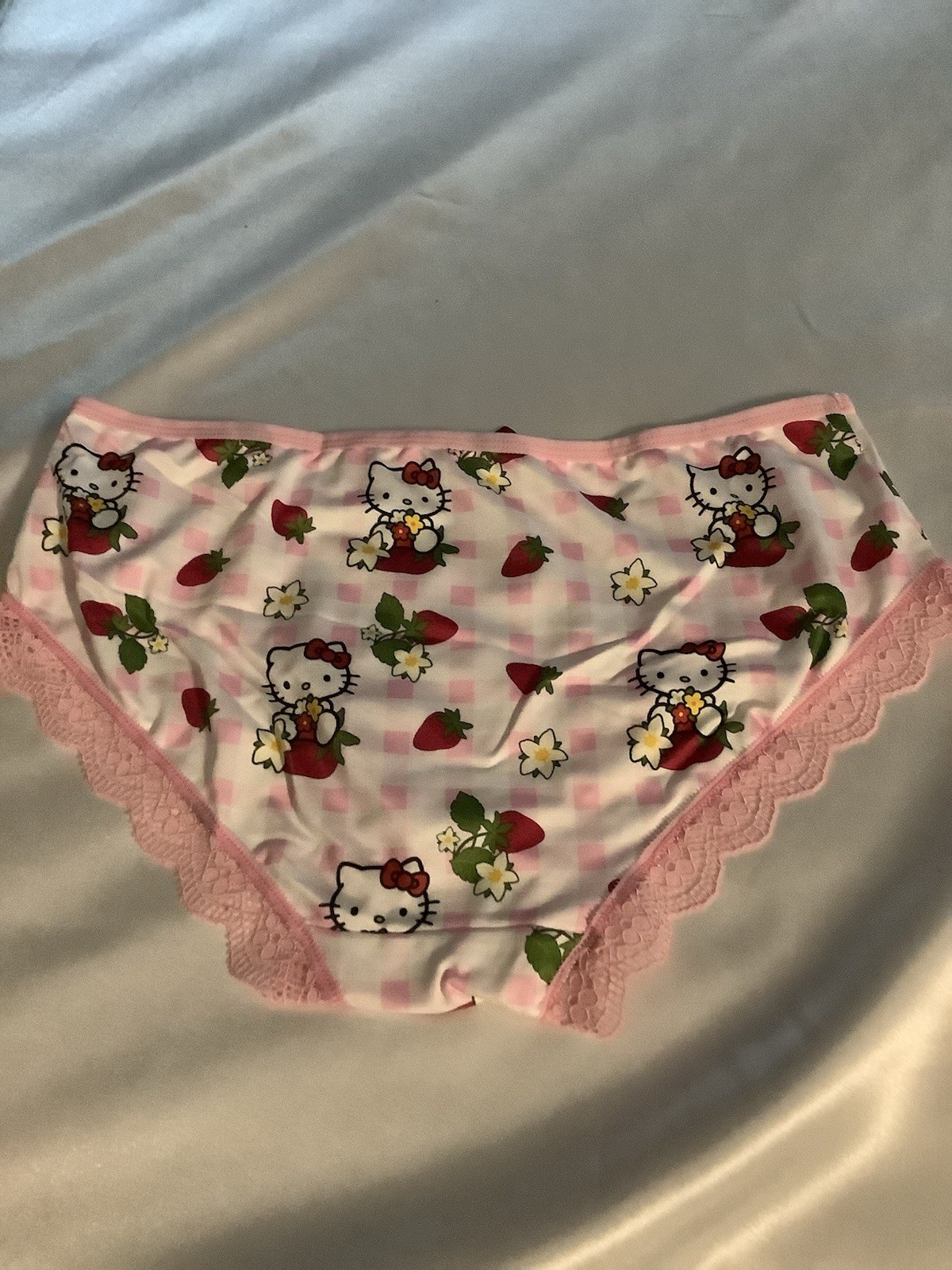 Women’s Teens Hello Kitty Strawberry Kawaii Pink Purple Blue Brief Panties 3pk M