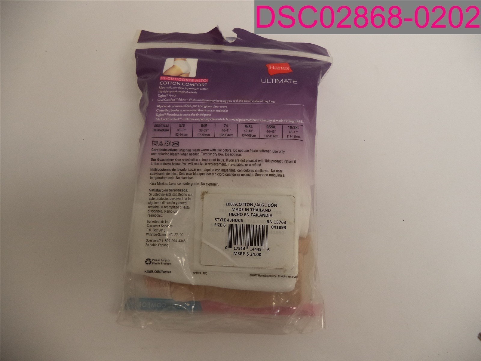 missing 2 pairs-Hanes Ultimate Cotton Comfort Ultra Soft Hi Cut Panty Size 6