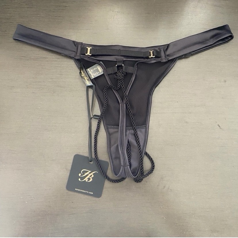 Honey Birdette Shibari Black Thong Panty Size L