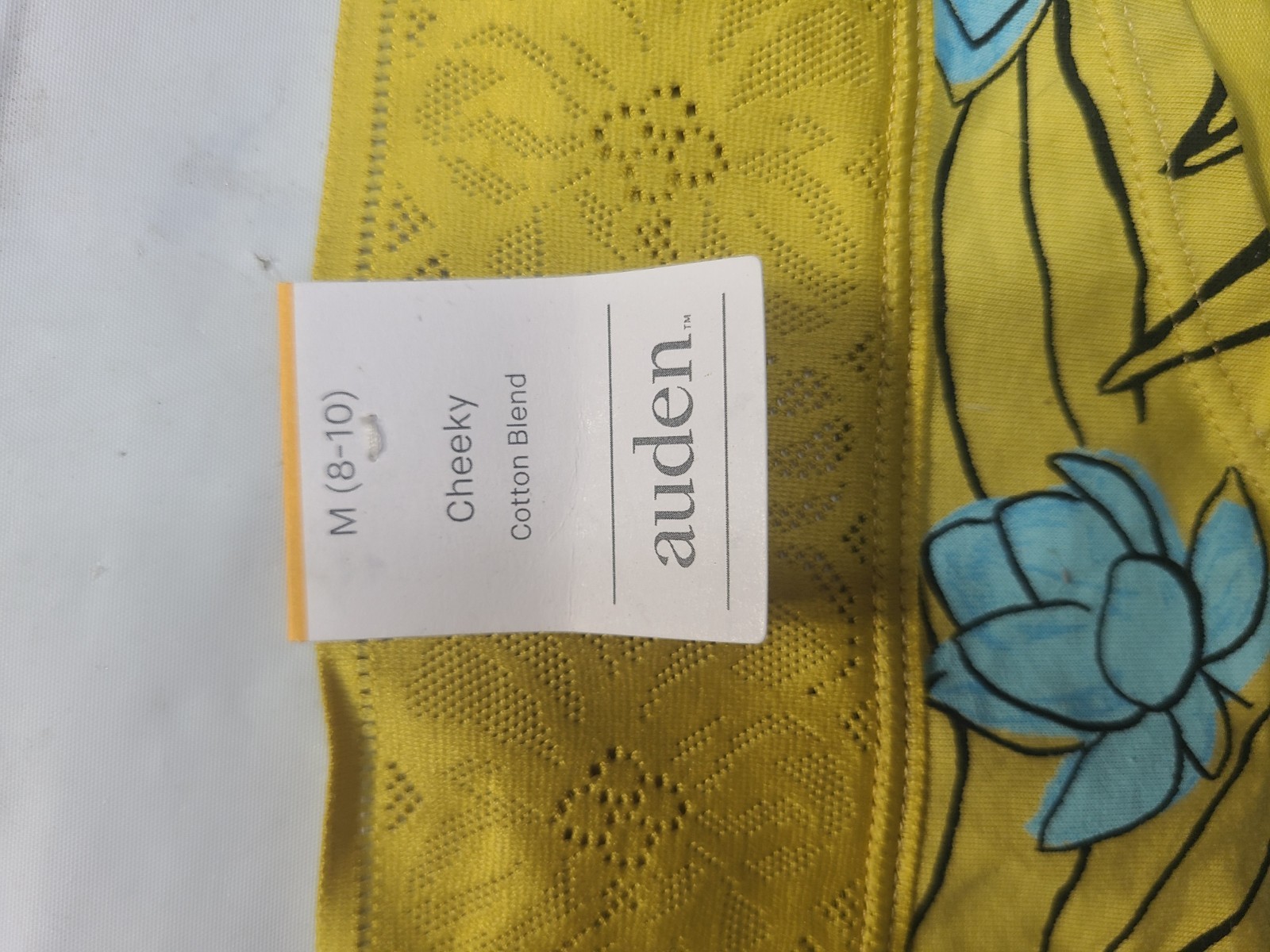 Women’s Floral Print Cotton Cheeky Underwear with Lace Waistband Auden Size M