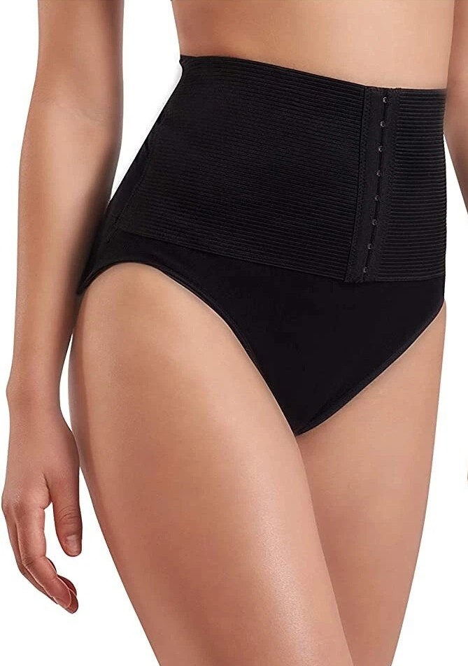 Skinny Girl 7614 Shaping Briefs Seamless Waist Tummy Control Sz S Black
