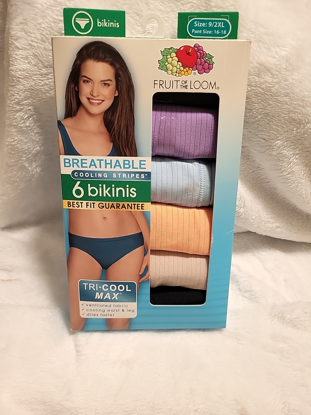 FoTL Size 9/2XL Box Set Of 6 Bikinis Breathable Cooling Stripes Best Fit