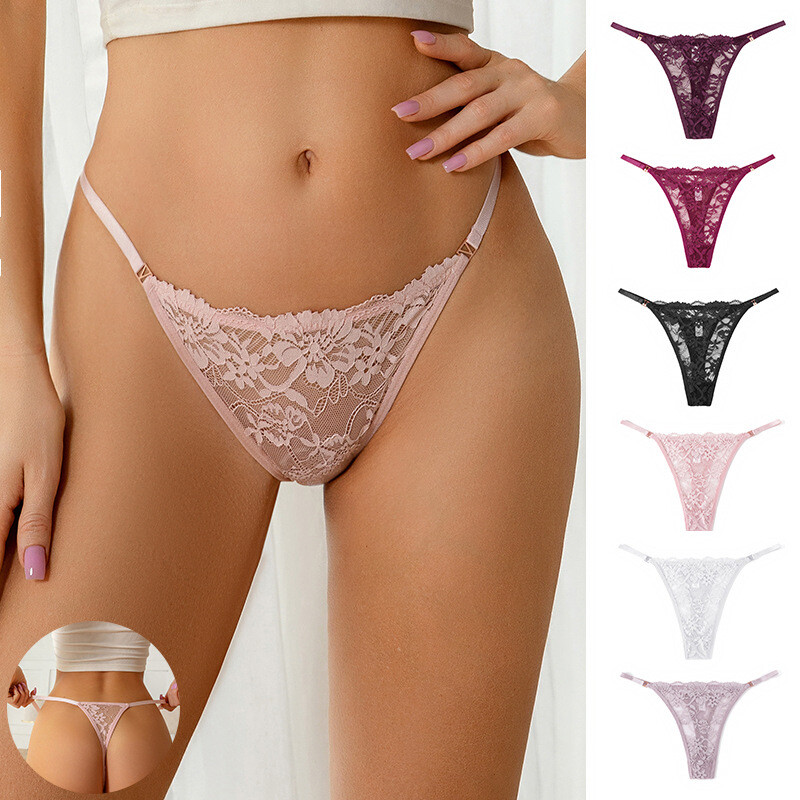 6PCS/LOT Sexy Women Lace Pantie Brief High Cut Thong G string Underwear Lingerie