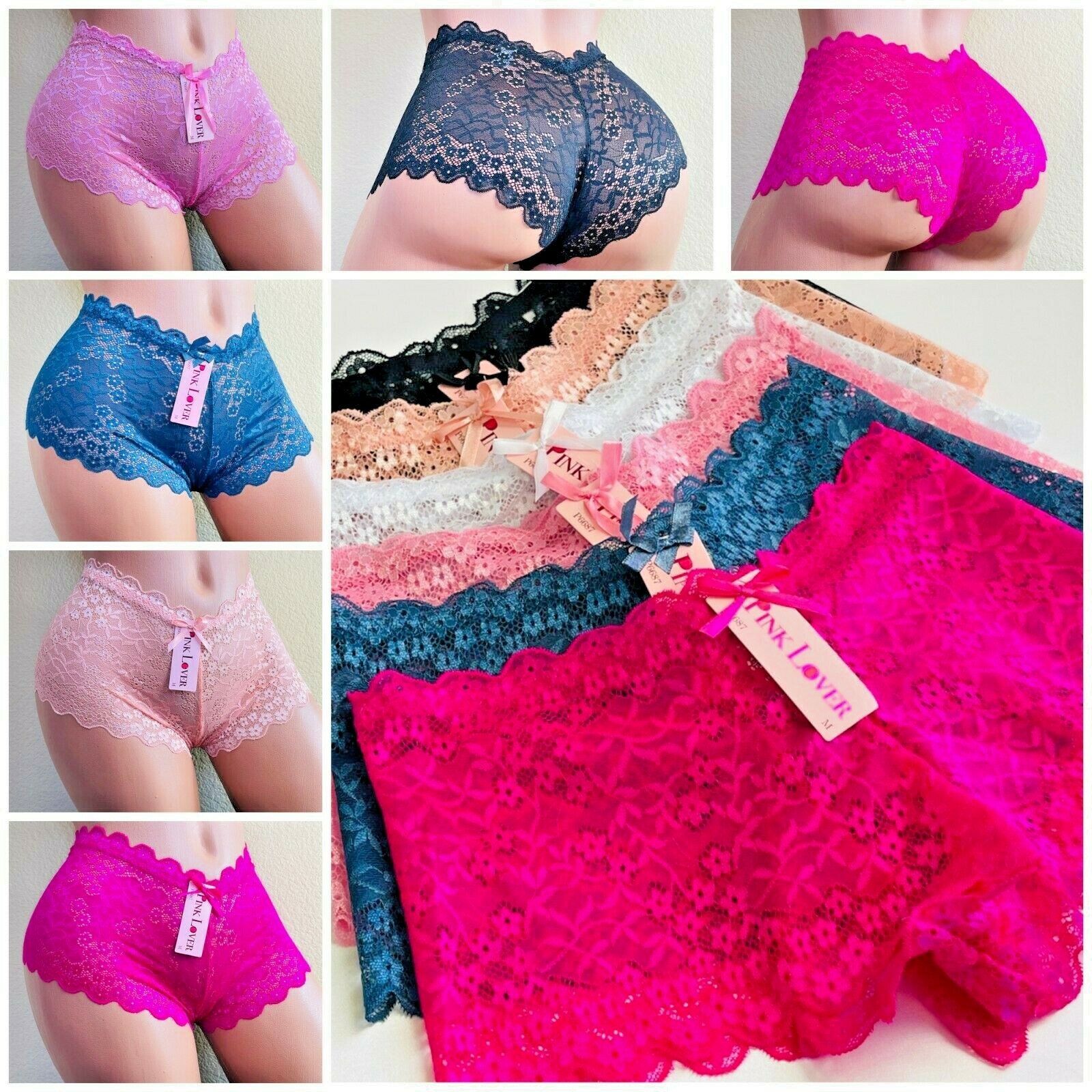 Boyshorts Lace Seamless SOFT 6 OR 12 PANTIES UNDERWEARS Undies Gifts 6687 S-XL