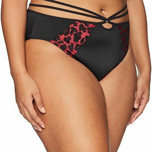 Elomi Nicole Strappy Brief Panty EL4265 Sizes M-4XL Black/Red Leopard NWT $34