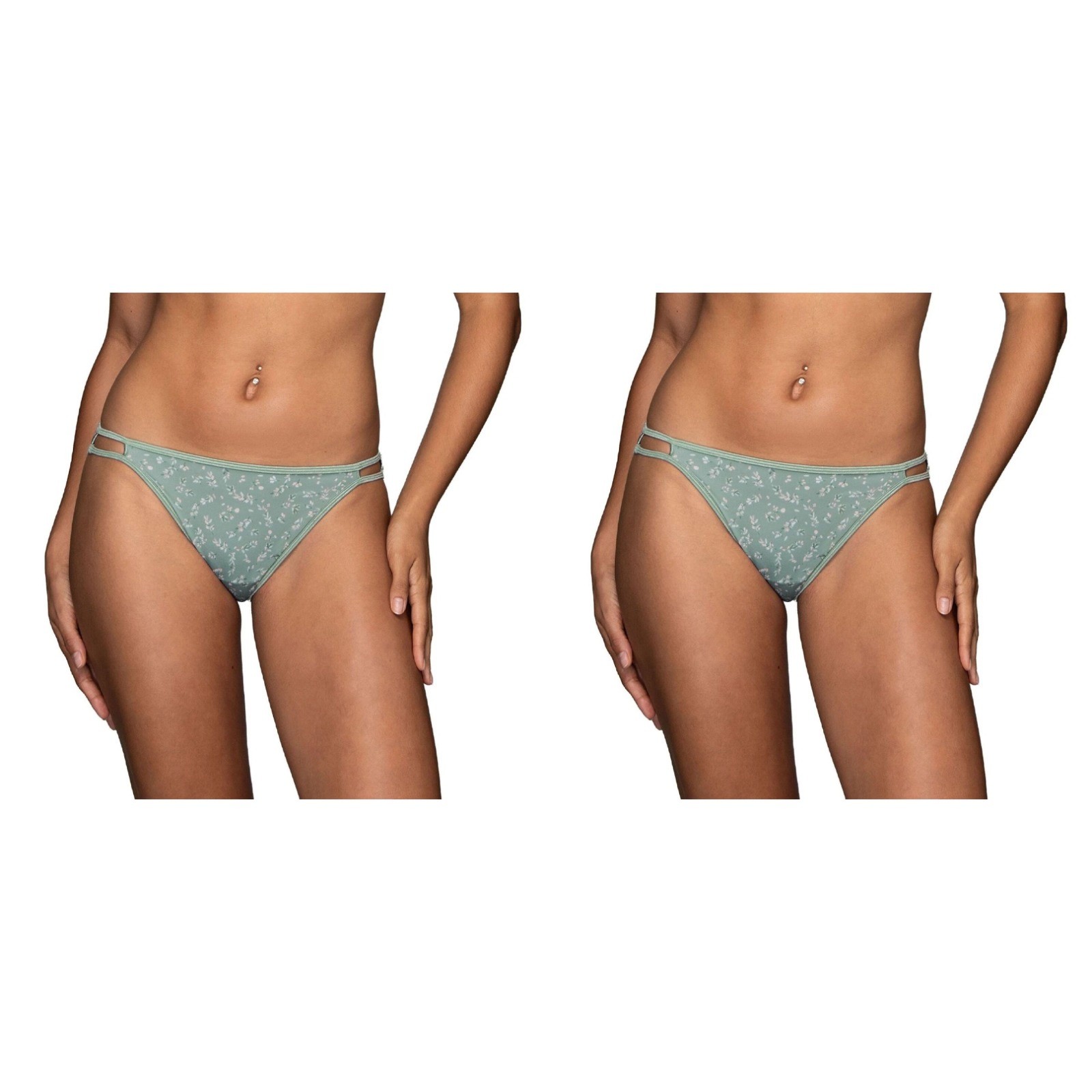 4 Pack Vanity Fair String Bikini 18108 Status Stripe & Short Day Print 6~7~8 NWT
