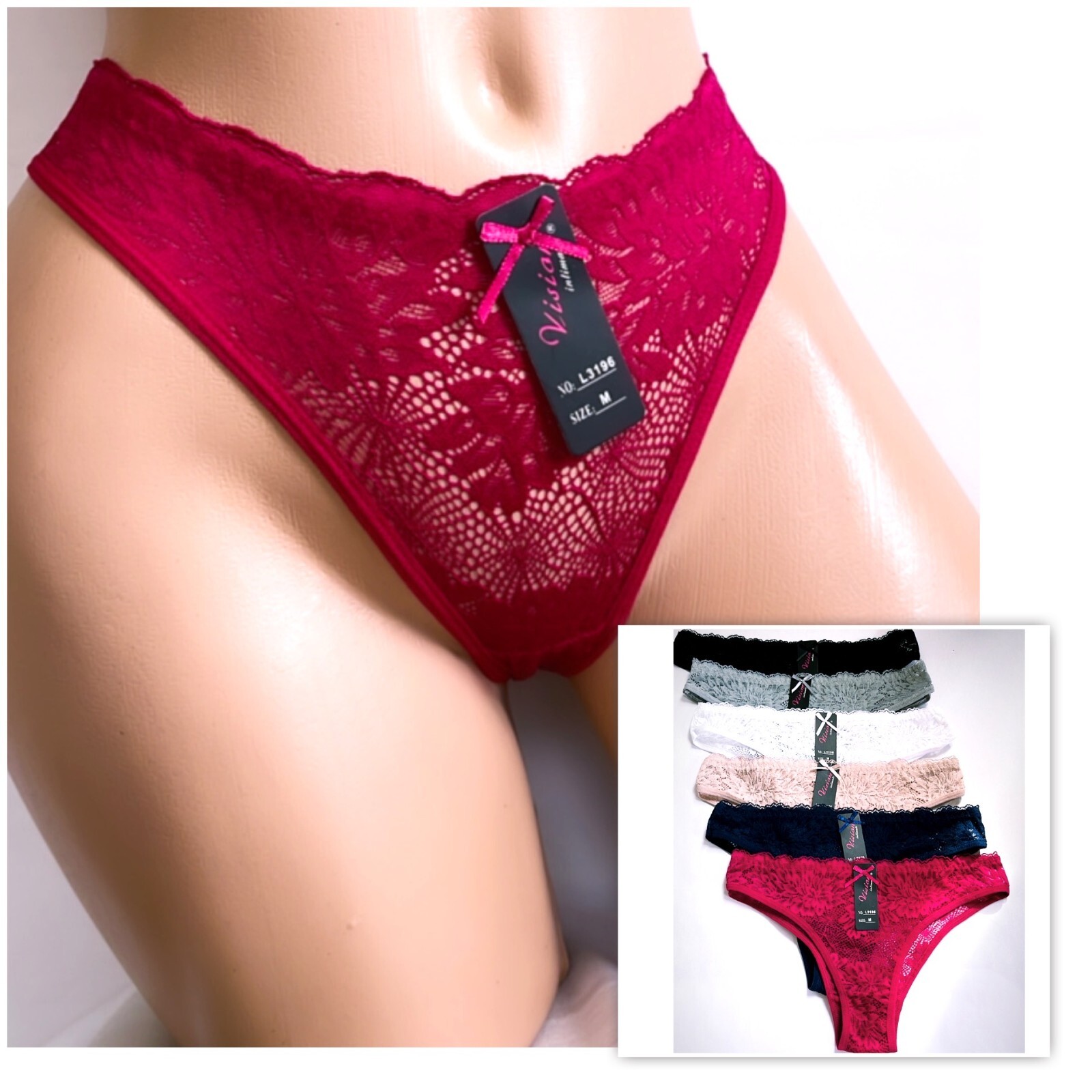 3/6 Women Bikini Sexy Lace Panties Knickers Lingerie Underwear Thongs Brief 3196