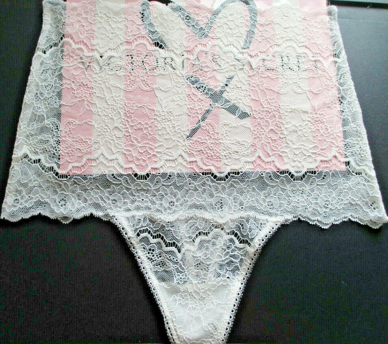 VICTORIA’S SECRET DREAM ANGELS High Waist Thong Panty S Coconut White VS Lace