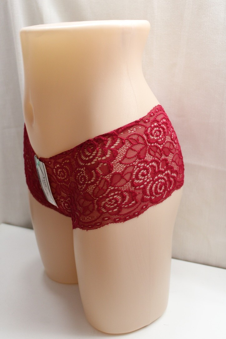 Yun Meng Ni Nylon Spandex Hipster Floral Lace Brief 1 Pack Panty Medium RED Tag