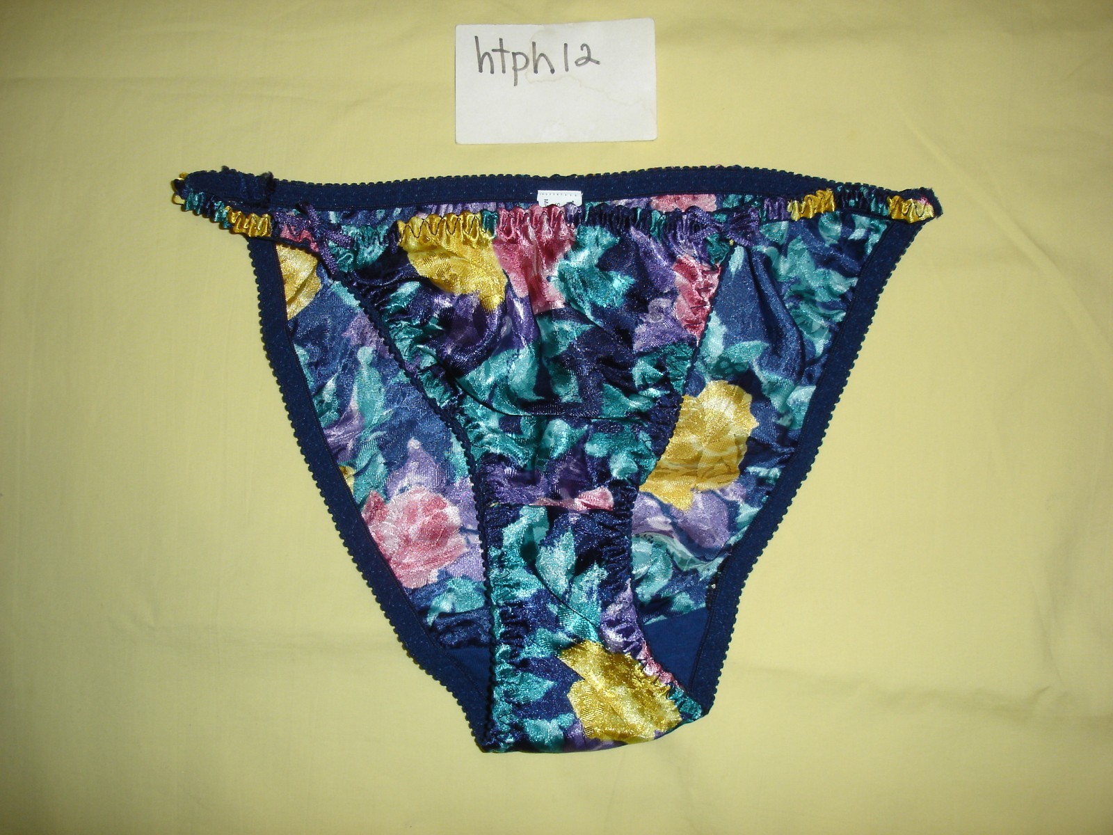 NWOT New Vintage String Bikini Satin Flowers Floral Sexy Panties Second Skin S 5