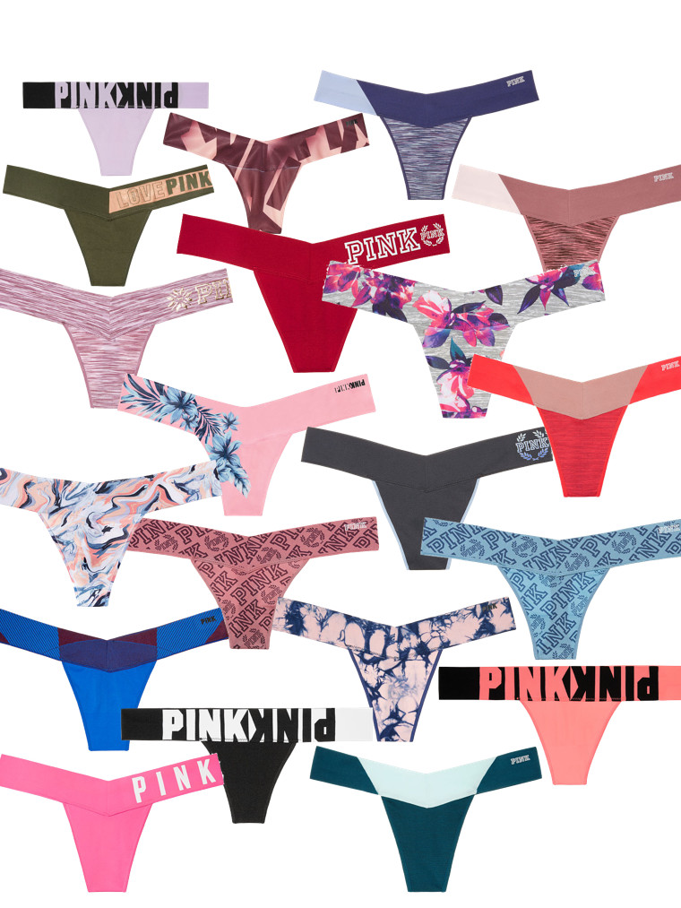 Victoria’s Secret PINK Variety Mixed Seamless Thong Panty Underwear, Pack 2