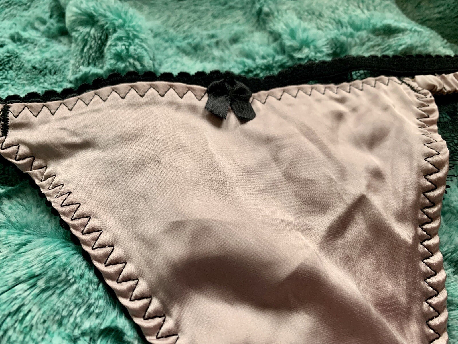 Nwot sexy dusty rose pink satin String Bikini Thong lace Sissy panties sz XL