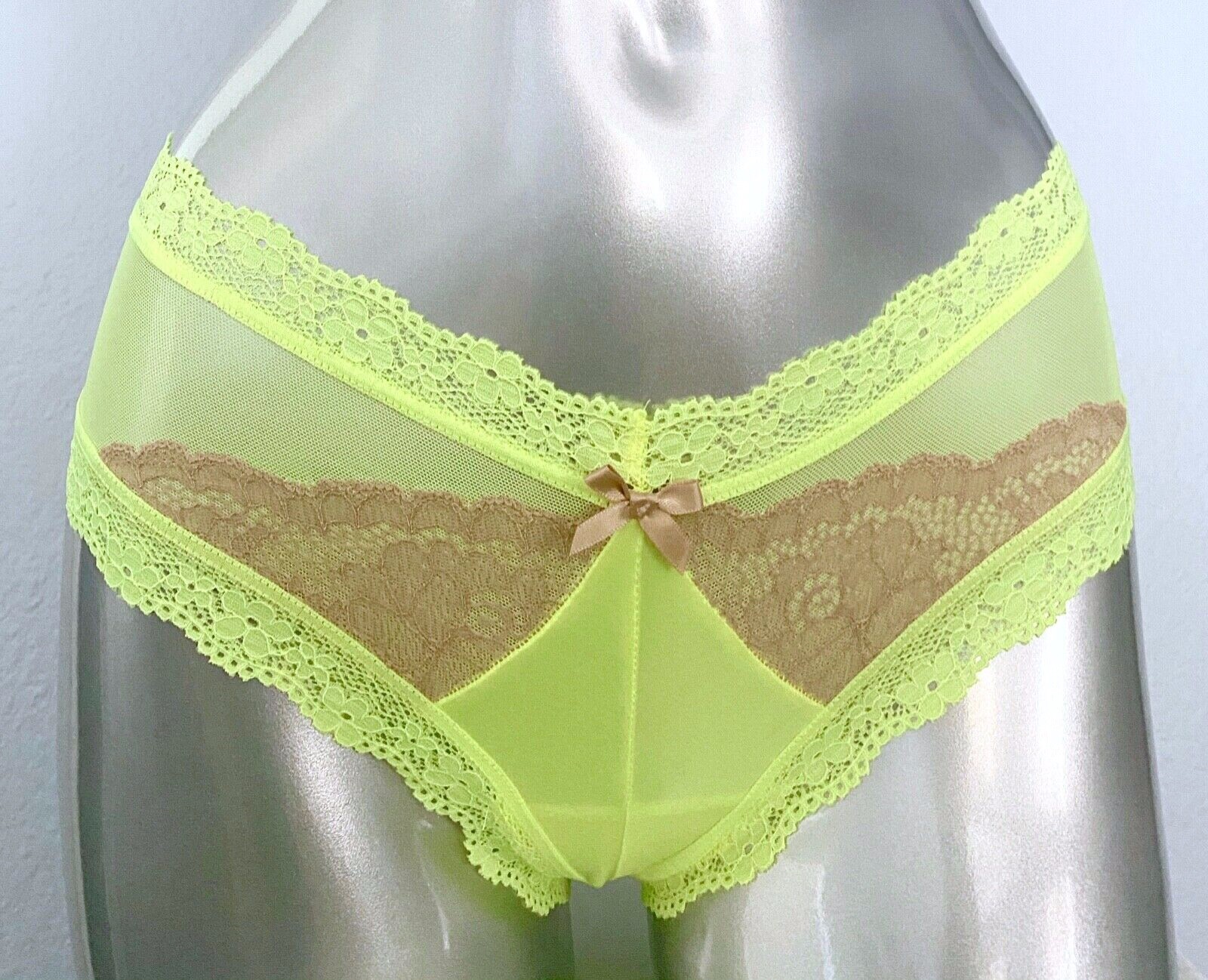 Victoria’s Secret Nwt Neon Yellow Cut Out Open Back Sexy Cheeky Panty Small S