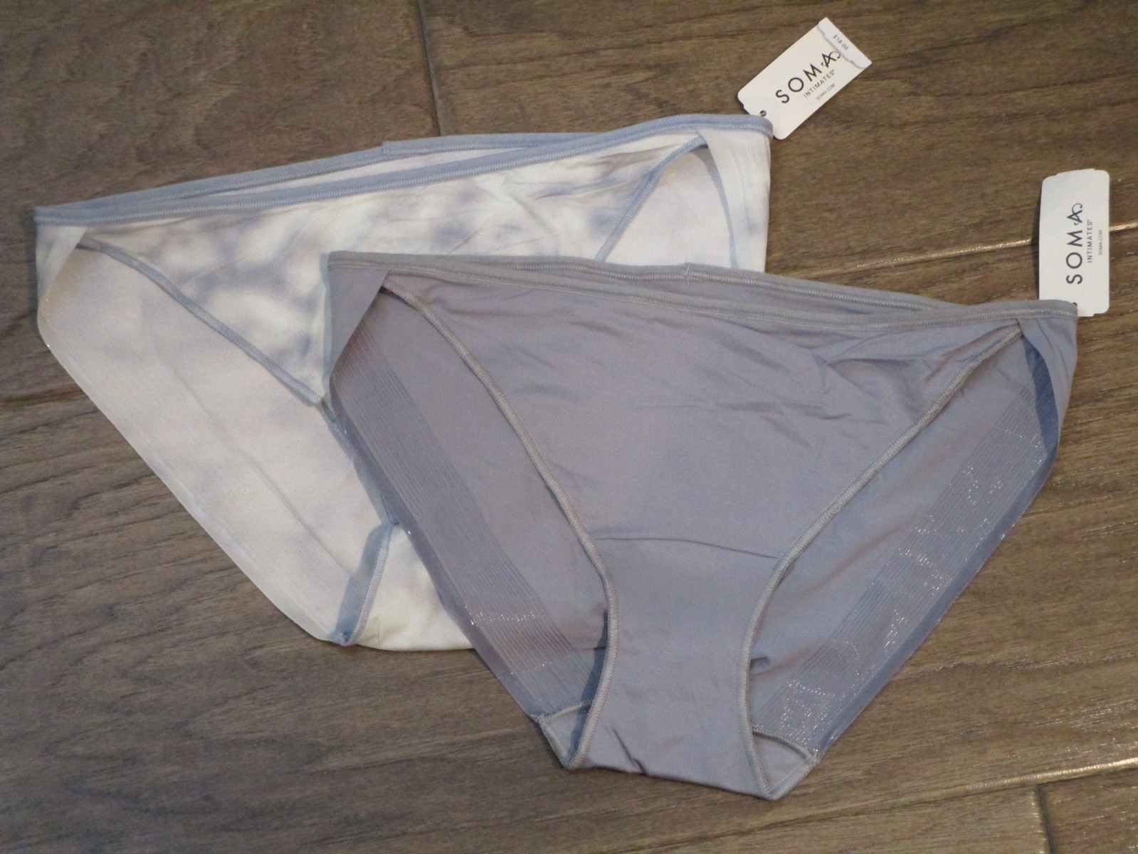 2-PACK SOMA VANISHING EDGE MICRO BIKINI PANTIES IN BLUE CLOUD/GRAY SIZE MEDIUM