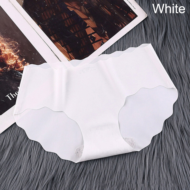 Women Sexy Ice Silk Panties Seamless Briefs Mid Waist Underwear Knickers M L XL
