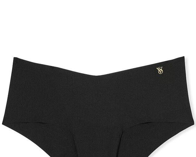 XL NOIR Black GOLD VS LOGO Victorias Secret Smooth Edge No Show Cheeky Pantie
