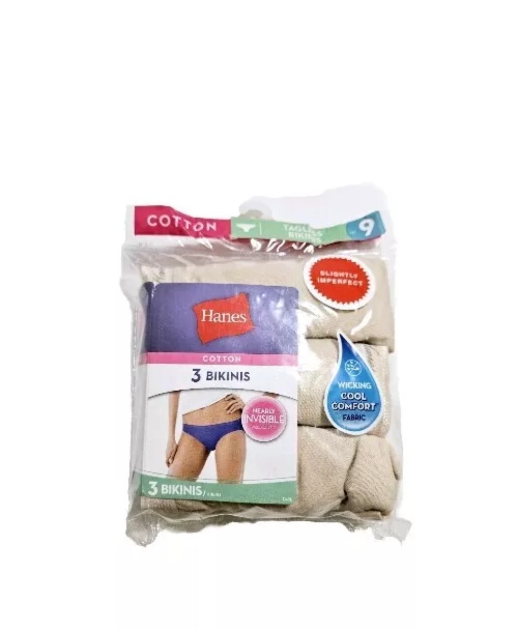 Hanes Women’s 3 Pairs Bikini Panties 100% Cotton Tan Size 9 (44-45)