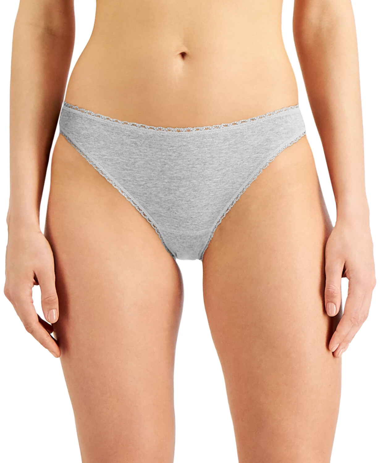 Charter Club Everyday Cotton Thong Underwear Heather Storm