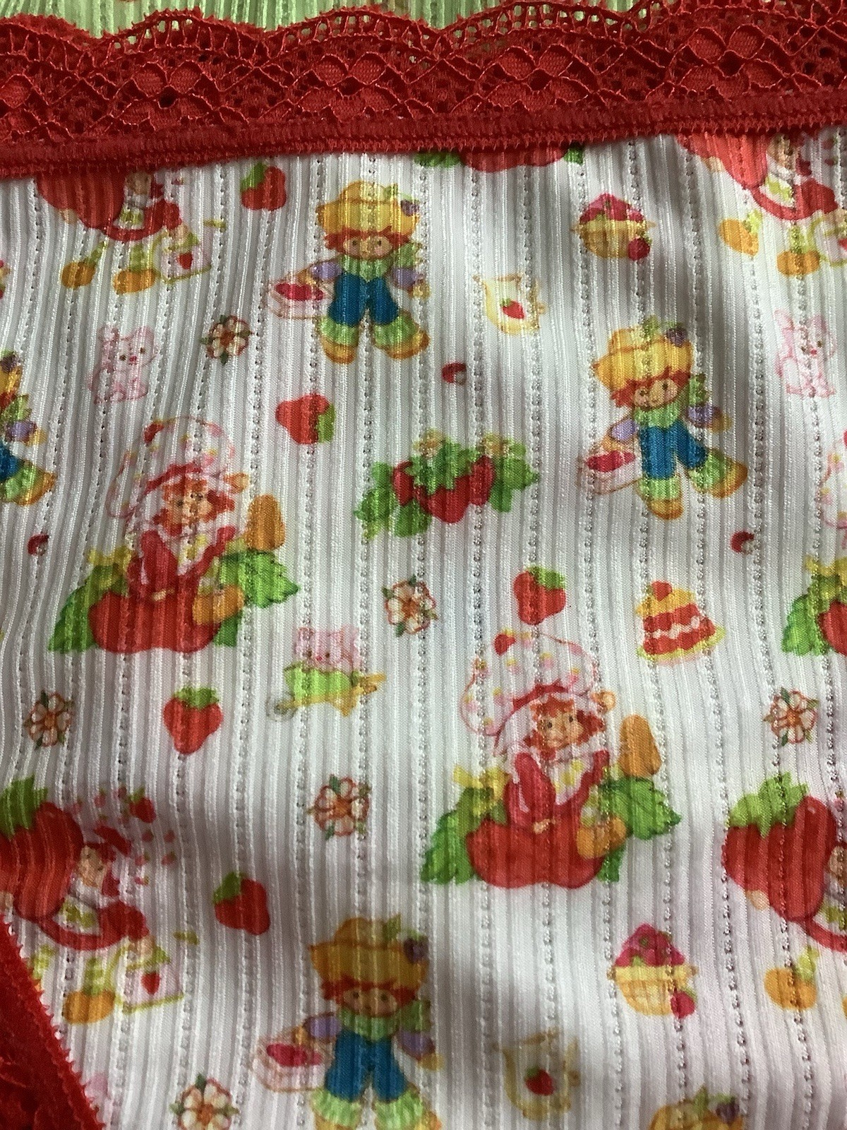 Women’s Teen Strawberry Shortcake Red Green Kawaii Thong Panties Cartoon 3pk. M