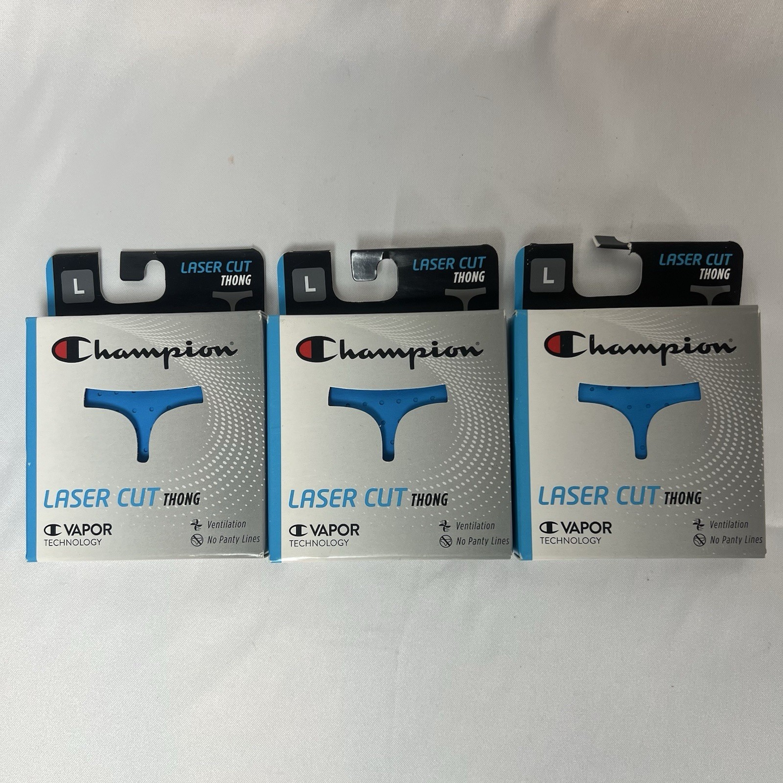 Champion® VAPOR™ TECHNOLOGY Women’s Laser Cut HIPSTER LRG blue. Lot of 3