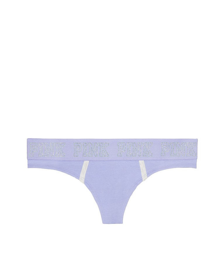 Victoria’s Secret PINK Logo Thong Panty Periwinkle Glitter