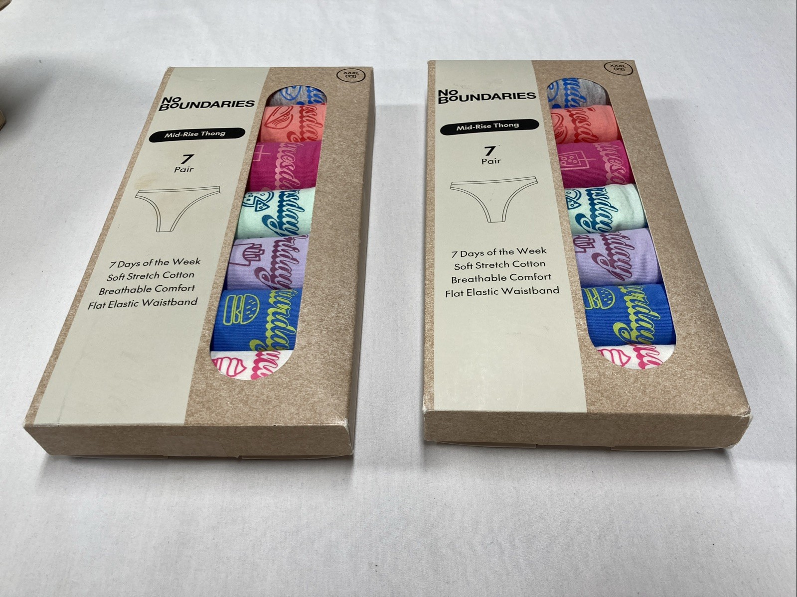 14 Pair No Boundaries Size 3XL (22) mid rise, thongs Women’s factory sealed