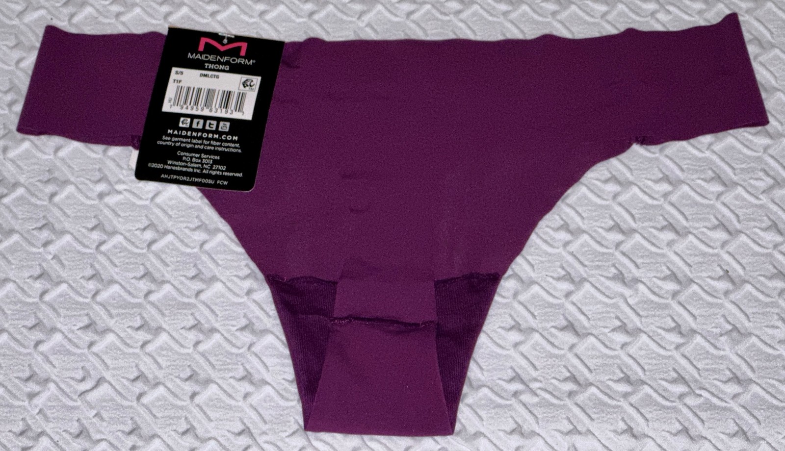 MAIDENFORM Flawless No Line Look Plum Purple Thong Panty Underwear Womens Sz S 5