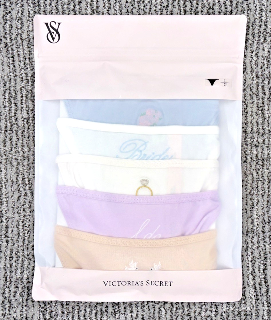 Victoria’s Secret NEW Large Bridal Embroider V String Panties 5 Pack Multi Sexy