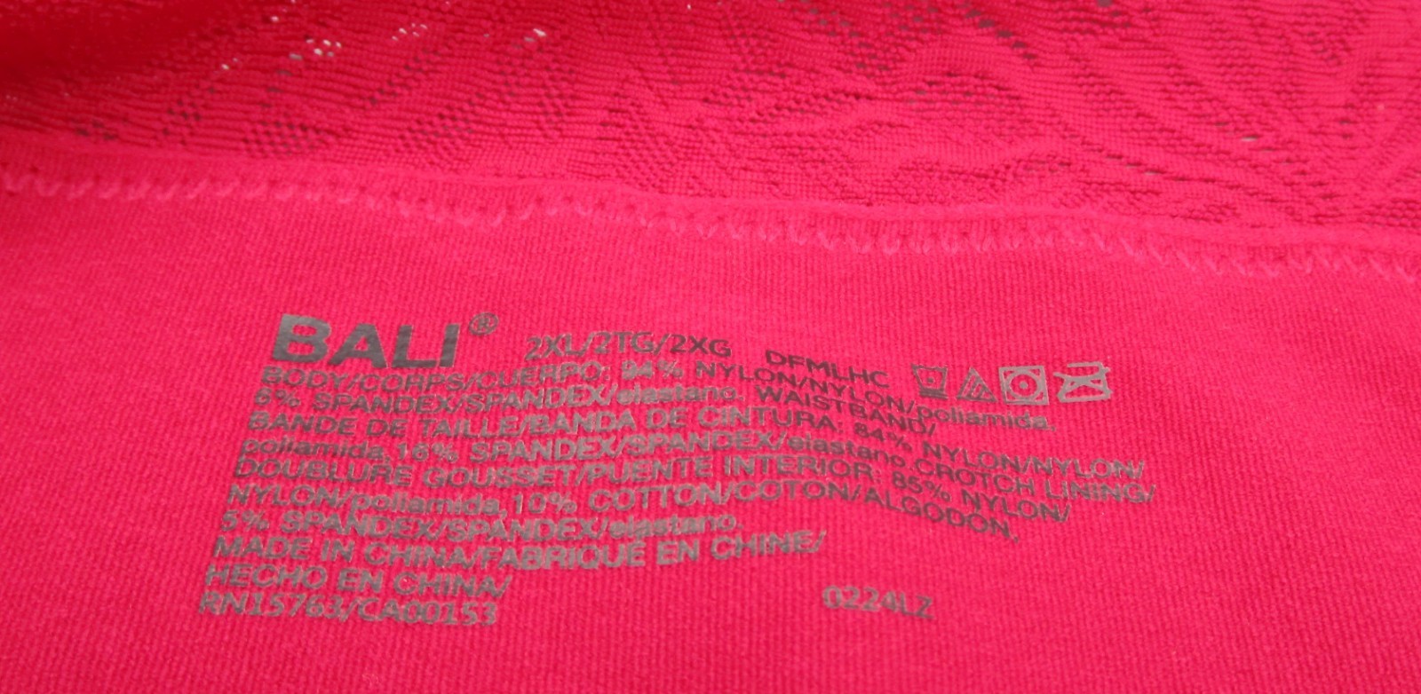 BALI~2XL 9~DFMLHC~Red Comfort Revolution Seamless Lace Trim Hi-Cut