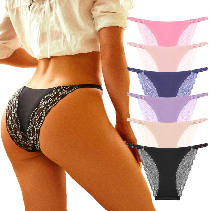 6 Pack Lot Sexy Womens Seamless Lace Panties Bikinis Thong Underwear Lingeries