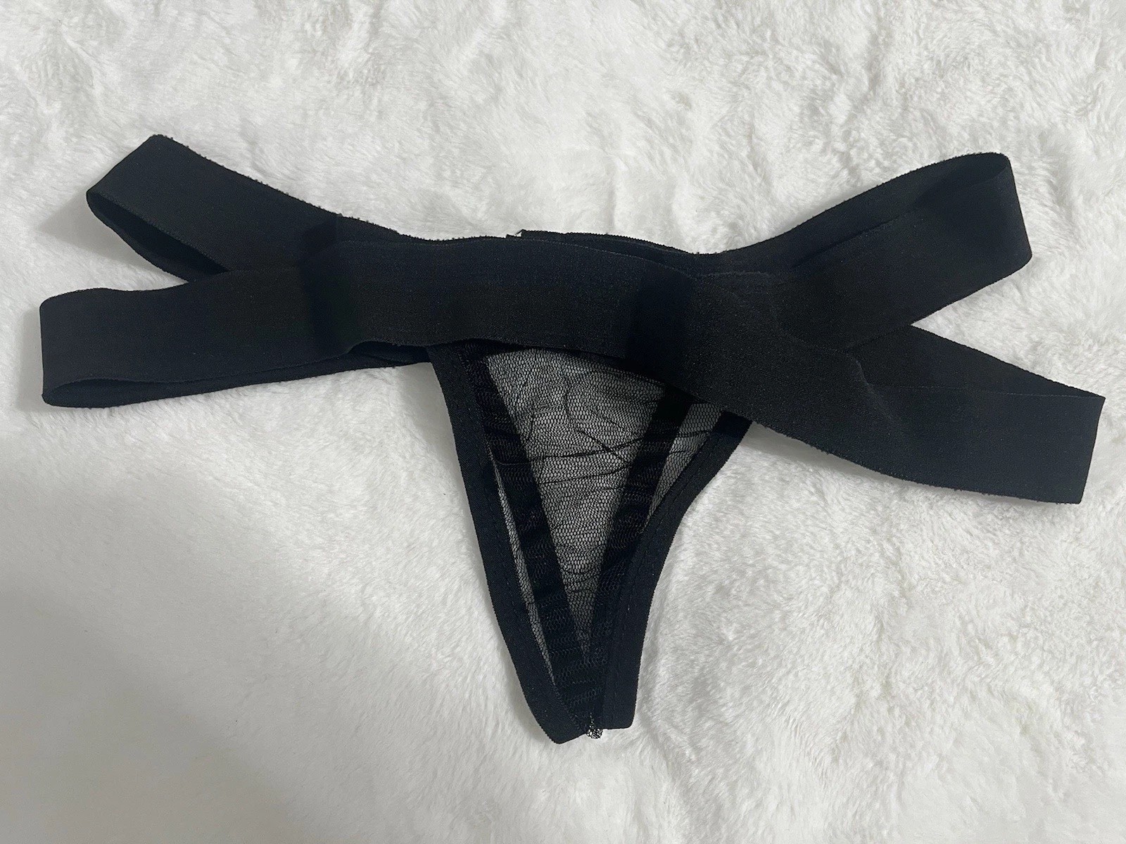 Black Mesh Double Strap Micro Thong New Without Tags Size Small