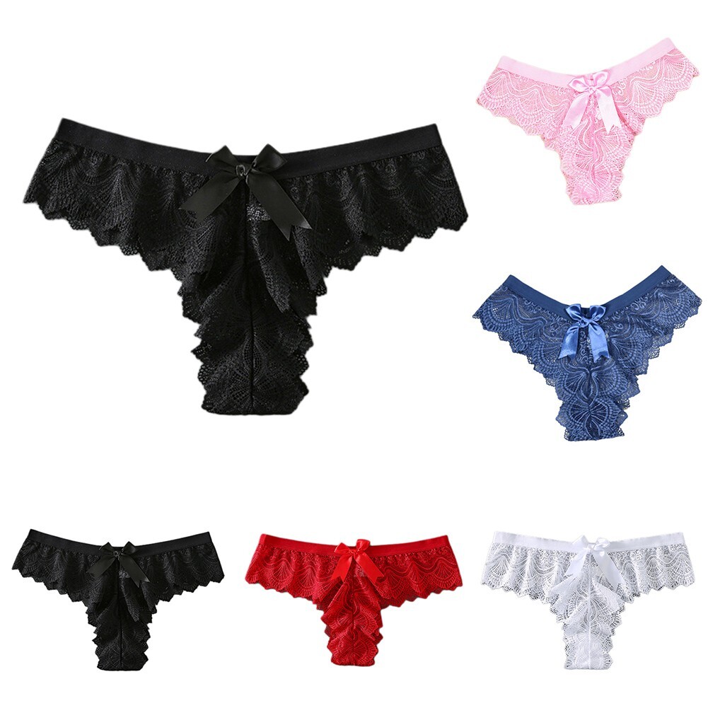 Womens Thong Lace Panties with Thin Straps Low Waist Briefs for All Seasons