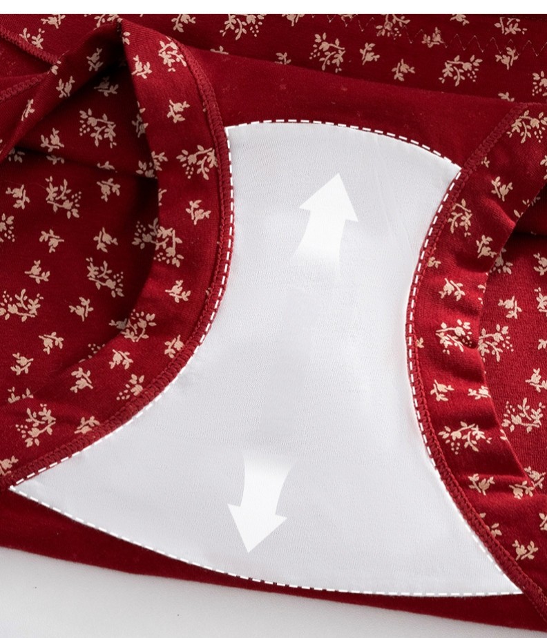 Women’s Cotton Briefs Antibacterial Mid Waist Breathable Printed Panties M-2XL