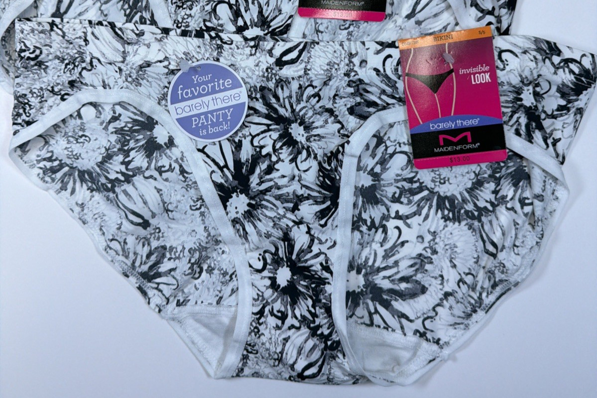 Maidenform Barely There Invisible Look Bikini Panty S/5 White Floral 3 Pk DMBTBK