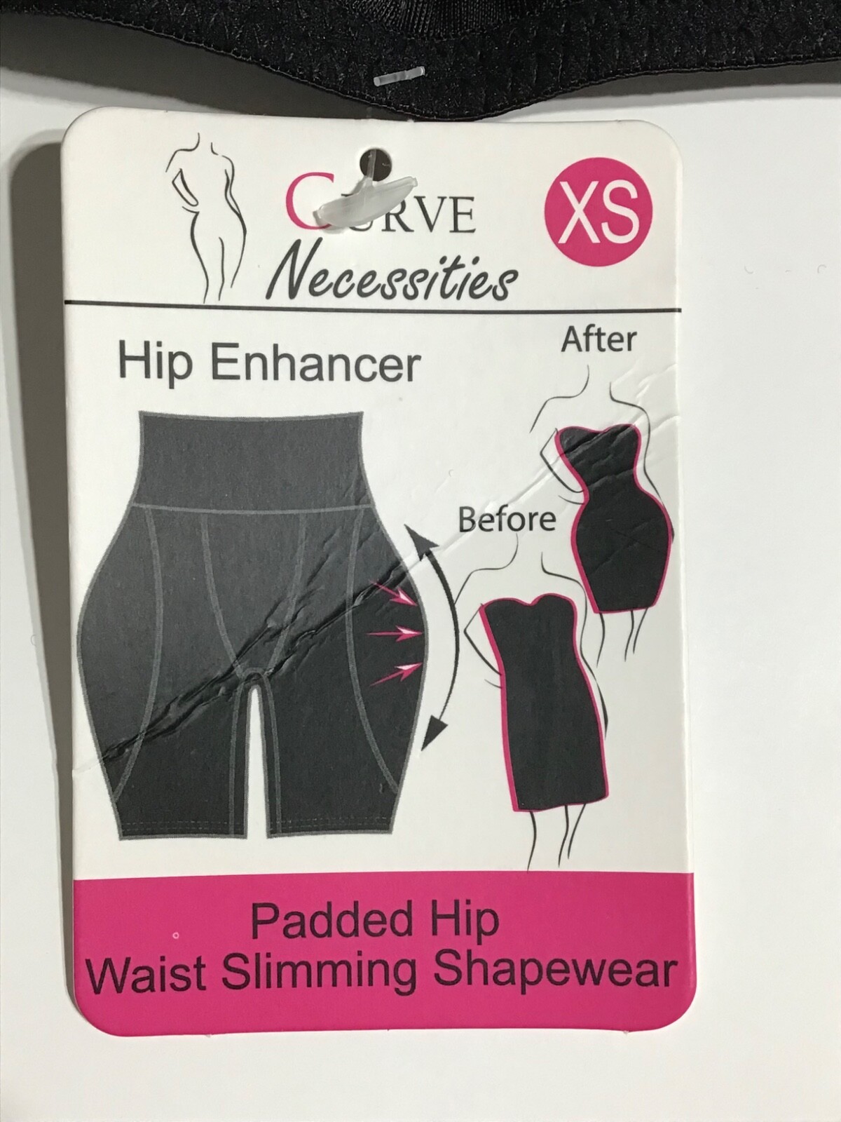 Curve Necessities Hip Enhancer XS High Waist Padded Tummy Control Panties Black