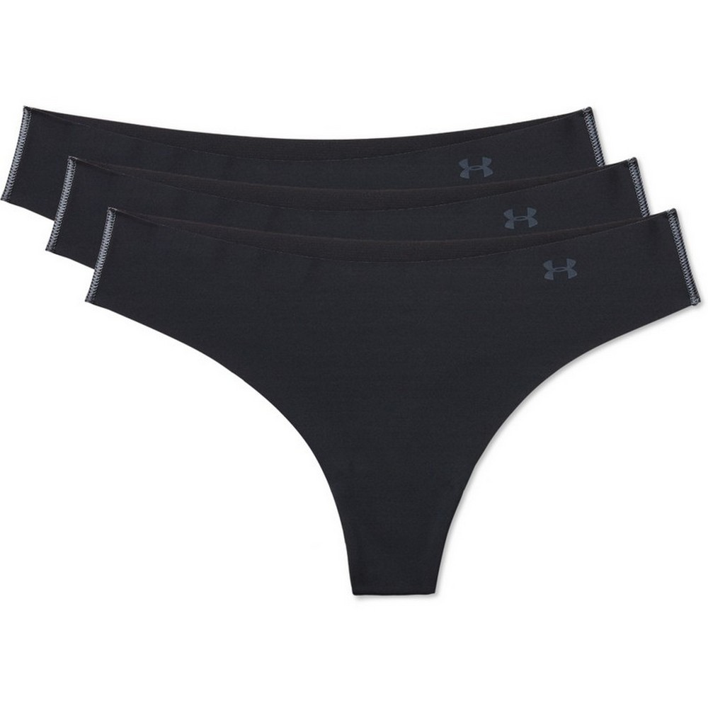 Under Armour 1325615 Women’s UA Pure Stretch Thongs (3-Pack), Black, X-Large