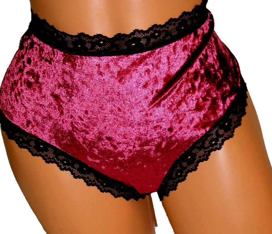 Panties Lingerie Red Wine Velour Lace Trim Brief 3XL Adult Gift