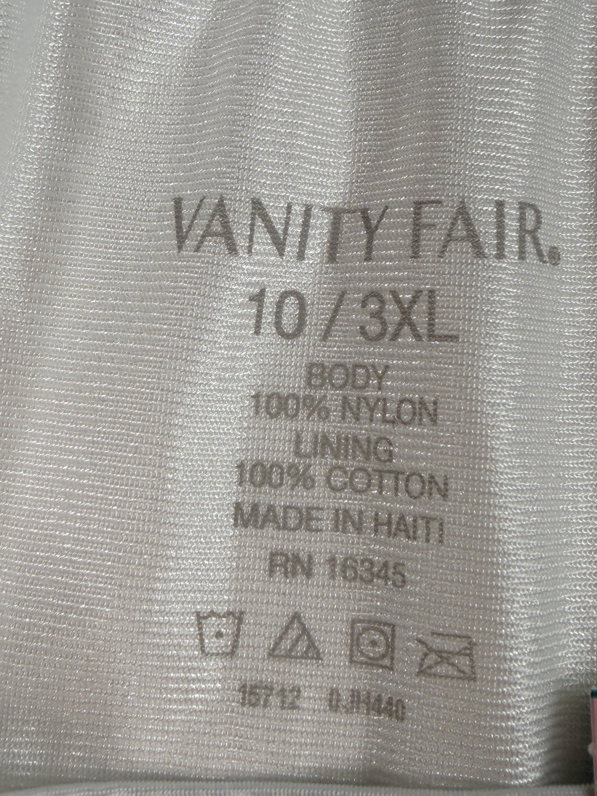 Vanity Fair nylon Cotton Briefs Size 10 3XL White NEW 16345 15712